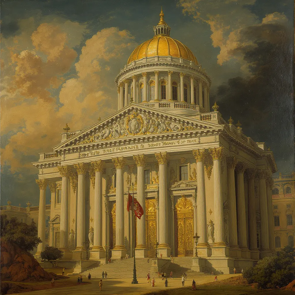 Close-up of an ornate 19th-century courthouse dome with a lightning rod